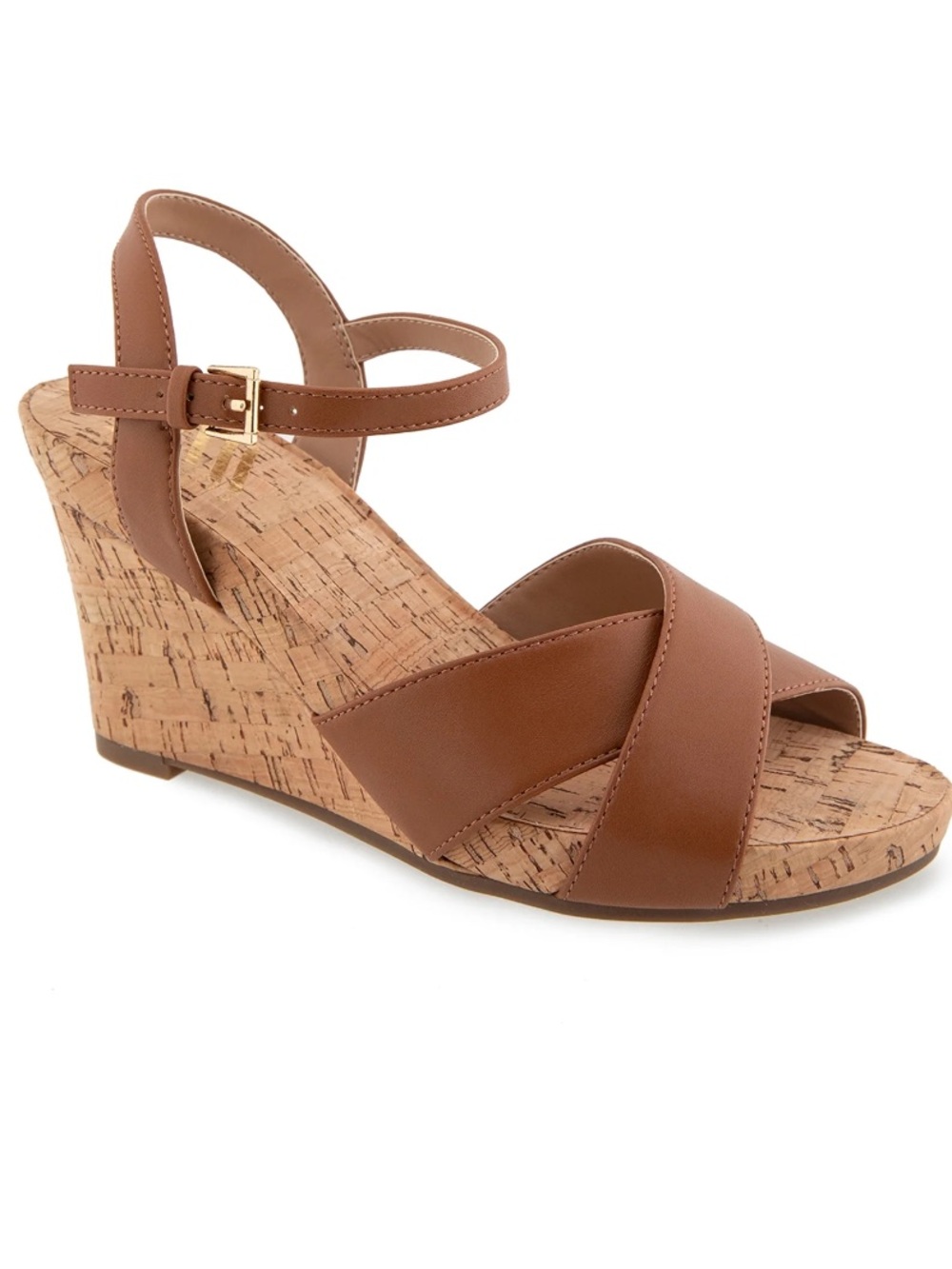 Aerosoles Brown Cognac Wedge Sandals - Picture 4 of 4
